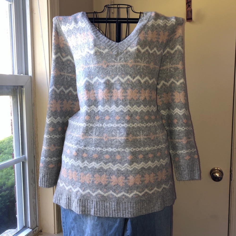 Lane Bryant 26/28 fair isle sparkle sweater plus